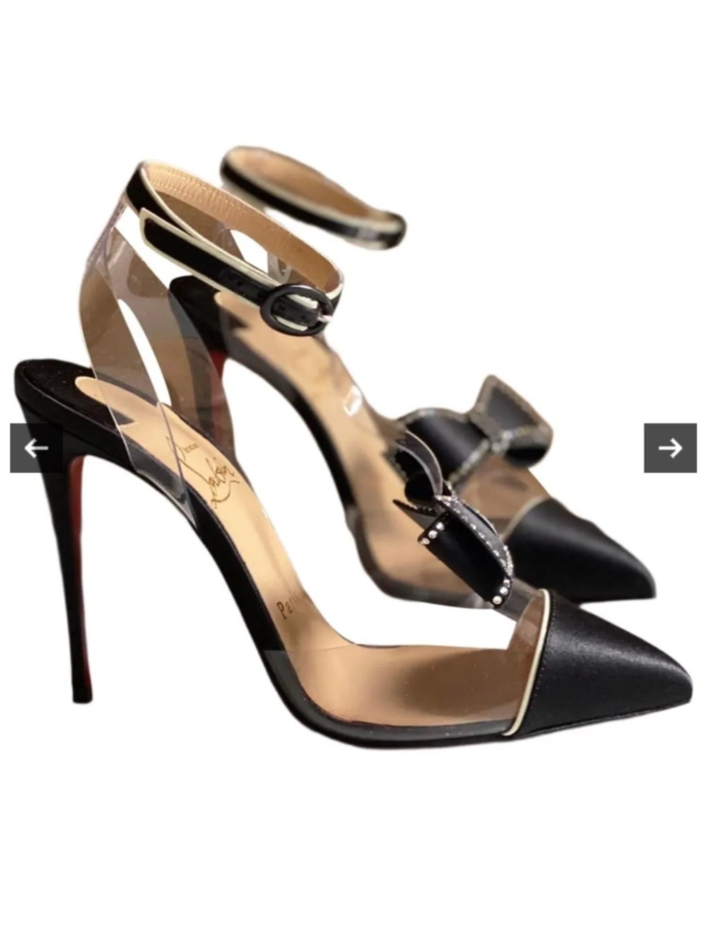 Christian Louboutin Black Naked Bow 100 Satin/Pvc/Patent Leather Pumps EU 41